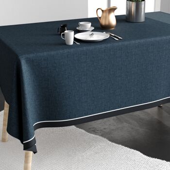 Nappe rectangle anti tache 140x200 Coton Chambray Bleu 2