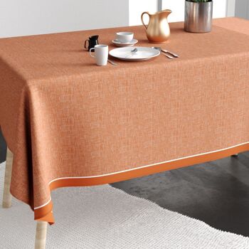 Nappe rectangle anti tache 140x200 Coton Chambray Terracotta 2