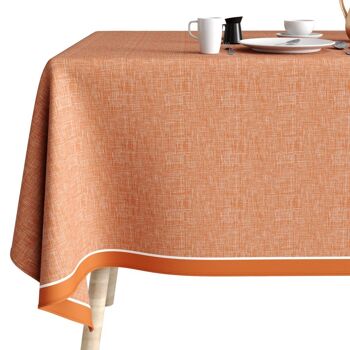 Nappe rectangle anti tache 140x200 Coton Chambray Terracotta 4