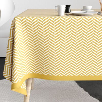 Rechteckige Anti-Flecken-Tischdecke 140x250 cm Baumwolle Chevron Gold