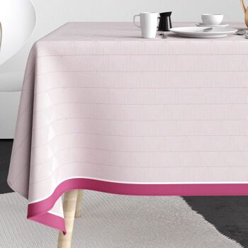 Nappe rectangulaire anti tache 140x250 cm Coton Pira Rose 1