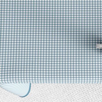 Nappe rectangulaire anti tache 140x200 cm Coton Vichy Bleu 3