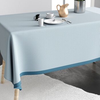 Nappe rectangulaire anti tache 140x300 cm Coton Vichy Bleu 2