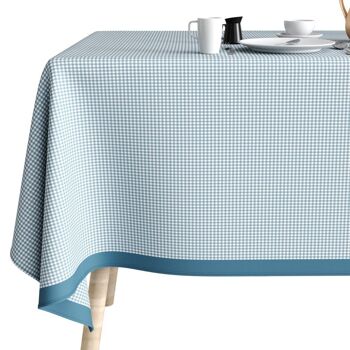 Nappe rectangulaire anti tache 140x300 cm Coton Vichy Bleu 4