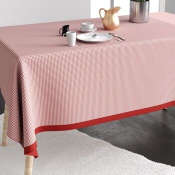 Nappe rectangulaire anti tache 140x200 cm Coton Vichy Rouge 2