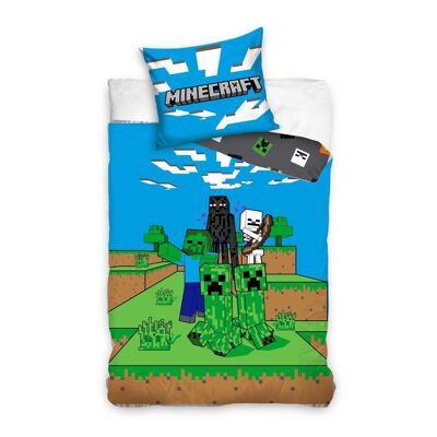 Set biancheria da letto Minecraft Block 100% cotone 140x200 cm