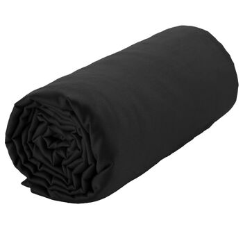 Drap housse 160x200 + 30 cm Satin de Coton Noir 2