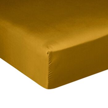 Drap housse 160x200 + 30 cm Satin de Coton Bronze 1