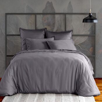 Housse de couette 240x260 cm Satin de Coton Gris 1