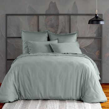 Housse de couette 220x240 cm Satin de Coton Celadon 1