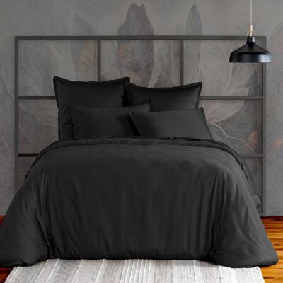 Bettbezug 220 x 240 cm, schwarzer Baumwollsatin