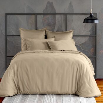 Housse de couette 220x240 cm Satin de Coton Beige 1