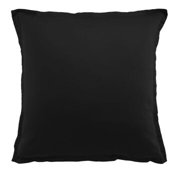 Taie d'oreiller 65x65 cm Satin de Coton Noir 1