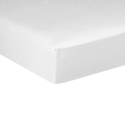 Sábana bajera ajustable 140x190 + 28 cm Microfibra Lavada Blanca