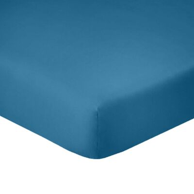 Lenzuolo con angoli 180x200 + 28 cm 100% Cotone 57 fili Turchese