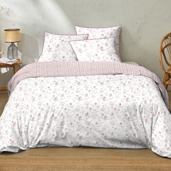 Housse de couette 220x240 + 2 taies Coton Spring Rose 1