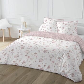 Housse de couette 220x240 + 2 taies Coton Spring Rose 3