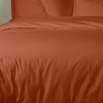 Housse de couette 220x240 + taies Percale Coton Terracotta 2