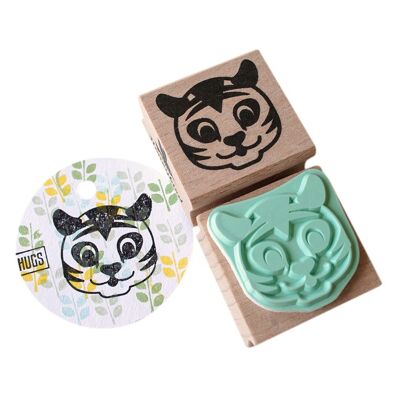 Friendly Tiger Head Square Stamp - Perfect for Crafting and Gift-Giving