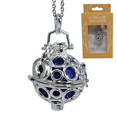 Silver Cage Schwangerschafts-Bola – TESSA (Circle Cage/Baby Feet/Midnight Blue Ball)