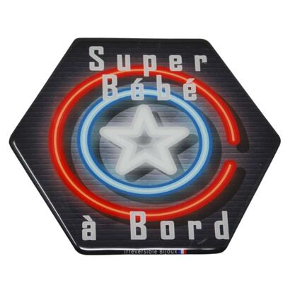 Baby on Board Sticker Made in France - Captain America neon