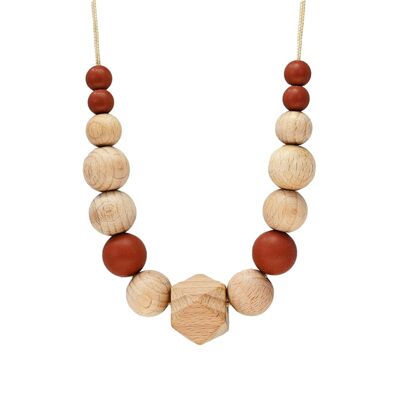 Nursing and carrying necklace - Rust and wood