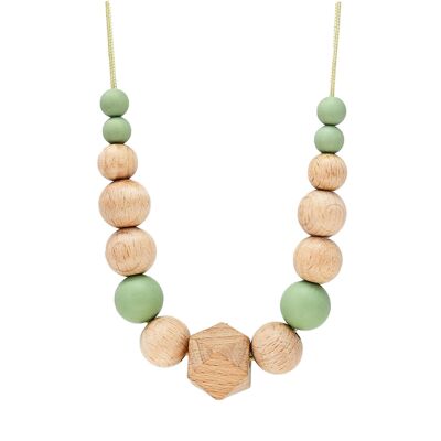 Breastfeeding and carrying necklace - Green and wood