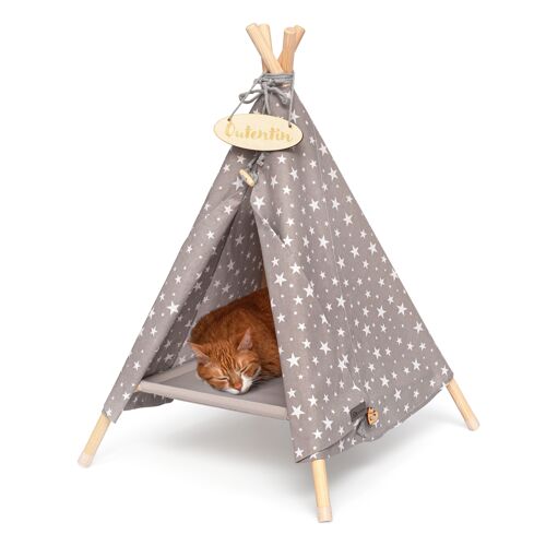 dog cave for small dogs and pets - Stylish cat bed cave - Fashionable indoor dog house - cat tent and cat house - many patterns - dogs and cats tipi- 53x53x70cm - stars