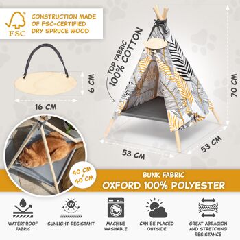 grotte pour chiens pour petits chiens et animaux de compagnie - Grotte de lit pour chat élégante - Niche pour chien d'intérieur à la mode - tente pour chat et maison pour chat - de nombreux motifs - tipi pour chiens et chats - 53x53x70cm - étoiles 2