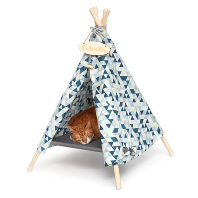 cueva para perros pequeños y mascotas - Elegante cama cueva para gatos - Casa para perros de moda en el interior - Tienda de campaña para gatos y casa para gatos - muchos diseños - Tipi para perros y gatos - 53x53x70cm - Triángulos