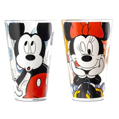 Trinkglas "Mickey & Minnie" H.12,5 cm - 2er Set