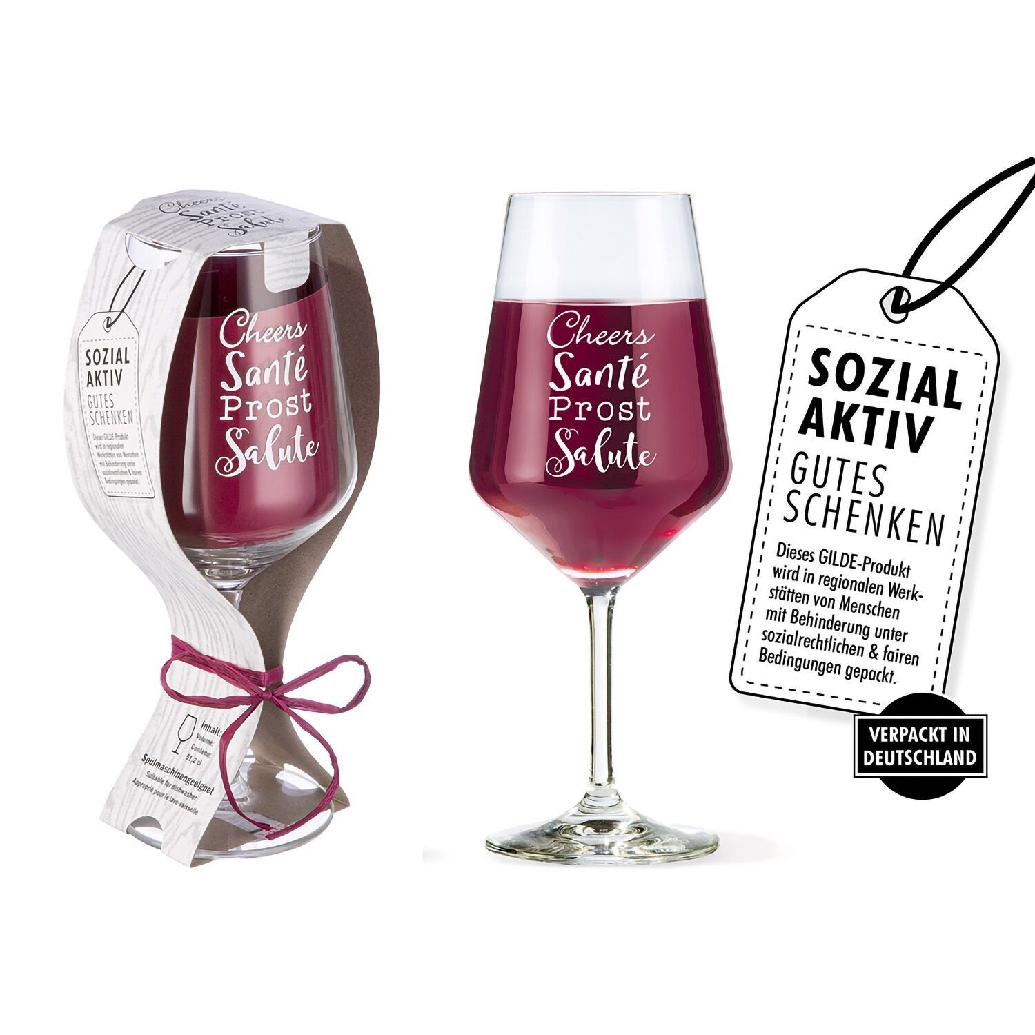 Weinglas Cheers Santé Prost Salute H.22,3 cm