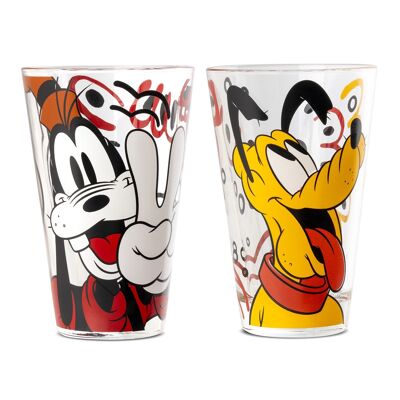Trinkglas "Goofy & Pluto" H.12,5 cm - 2er Set