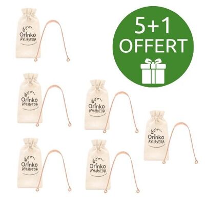 5+1 FREE: 100% Copper Tongue Scraper X1 + Cotton Pouch