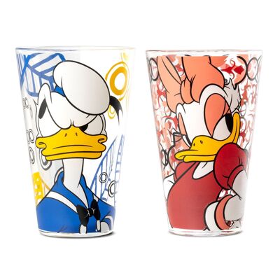 Trinkglas "Donald & Daisy" H.12,5 cm - 2er Set