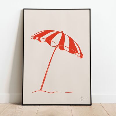 Poster Der Sonnenschirm - Sommerillustration - Sommerdekoration