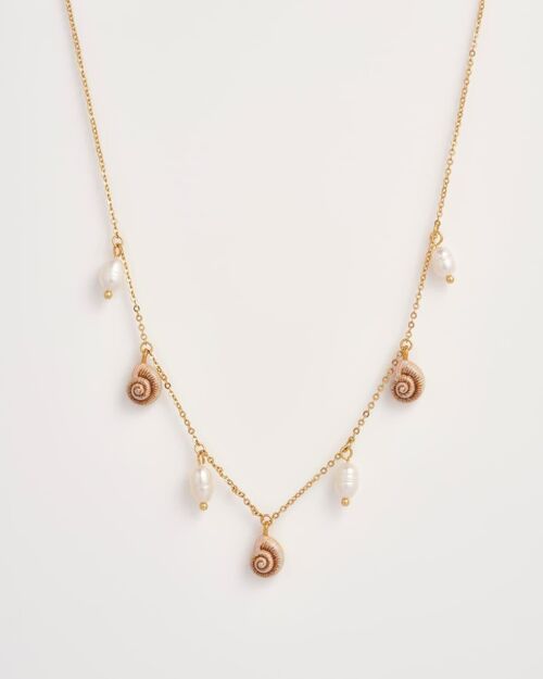 Sea Snail Charm & Pearl Necklace