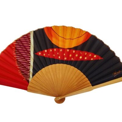 Gold and Black Silk Hand Fan - Handmade with Stunning Abstract Design