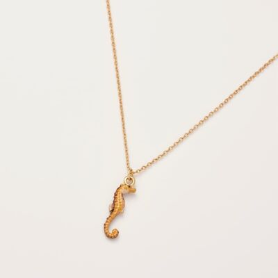 Kurze Halskette aus Gold mit Seepferdchen-Motiv