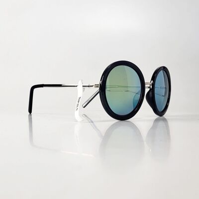 Schwarze, runde TopTen-Sonnenbrille mit verspiegelten Gläsern SG13016GRY