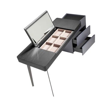 Coiffeuse en bois gris et acier noir avec plateau en wengé et miroir 7136 9