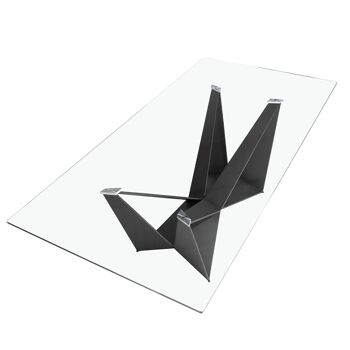 Table à manger rectangulaire en verre trempé et acier noir 1128 2