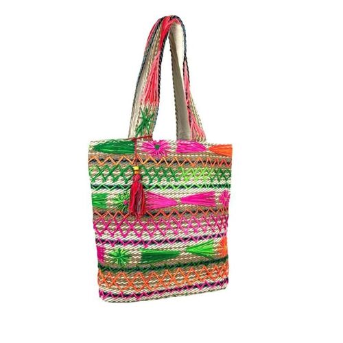 Bolso Yute y Crochet con Bordado a Mano y Exclusivo Diseño