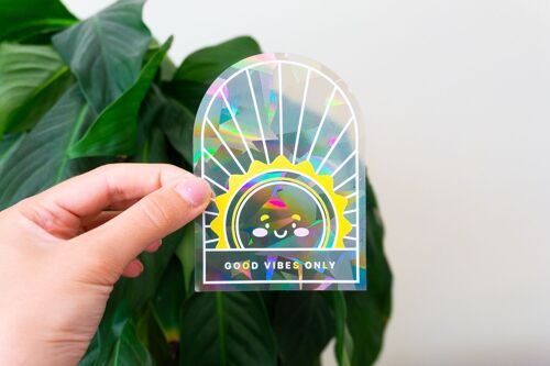 Good vibes only  Suncatcher sticker, Rainbow sticker, Rainbow sticker suncatcher decal, Rainbow suncatcher, Suncatcher stickers, Window suncatcher