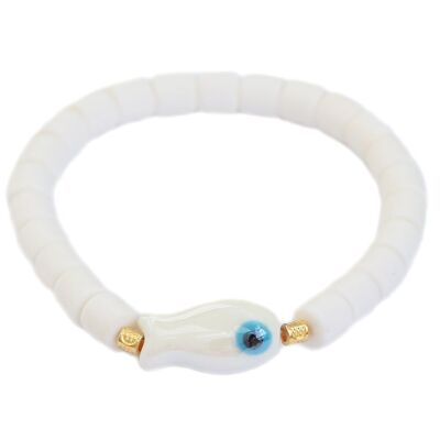 Pulsera peces de colores blanco