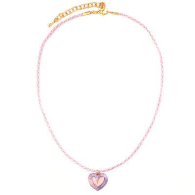 Necklace samos pink lilac heart