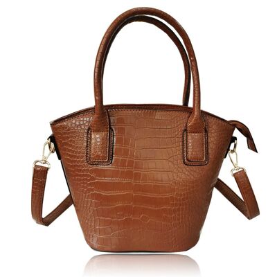 Kate Faux Croc Bucket Tote Bag with Oversized Handle
