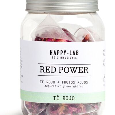 Happy-Lab – RED POWER – Glas mit 14 biologisch abbaubaren Pyramiden