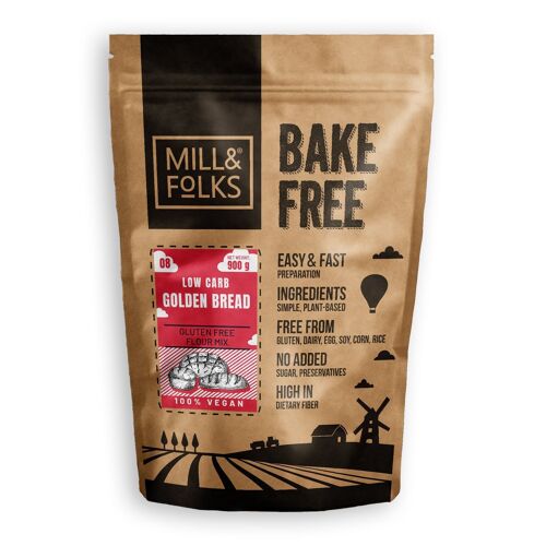 Bake-Free Low Carb Golden Bread flour mixture 900g | Vegan | Gluten-free | Artisan