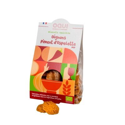 NOVEDAD - Galletas Aperitivo de Pimiento de Espelette y Cebolla Ecológicas* - Bolsa de 110g